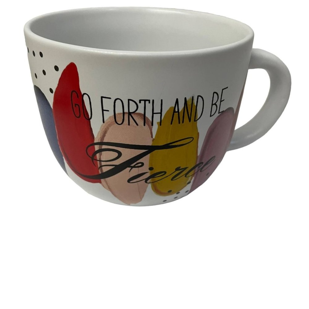 WILD SAGE Cup Mug‎ Soup Bowl Go Forth And Be Fierce Floral Leaf 20oz